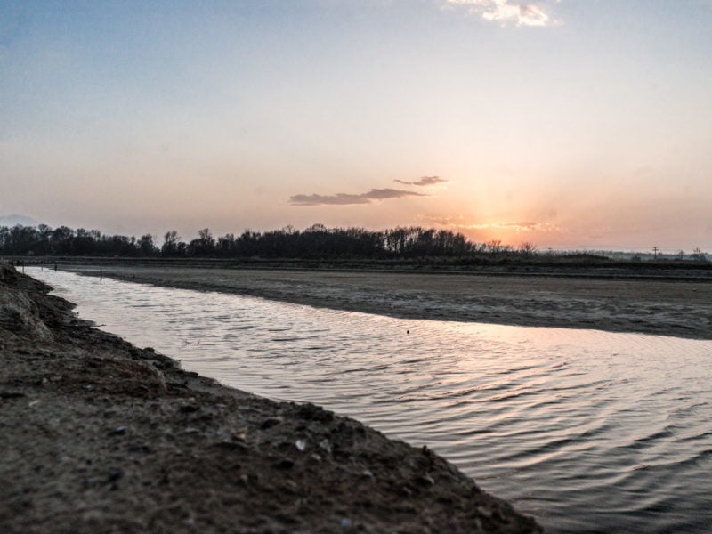 Salt evaporation pond pydna alikes greece