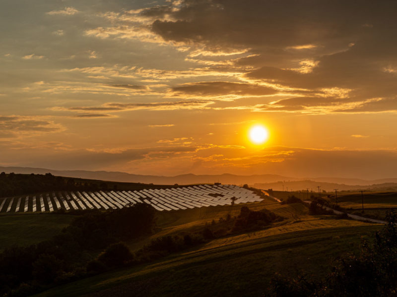 Sunset spring Solar panel