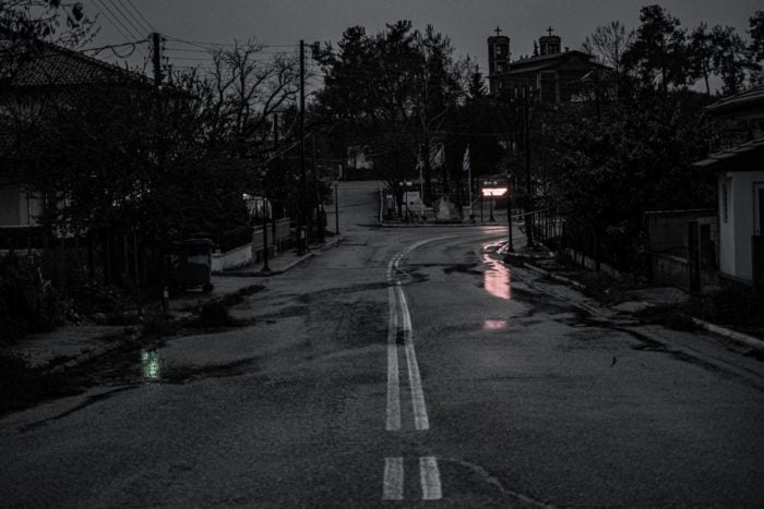 A rainy road to the church