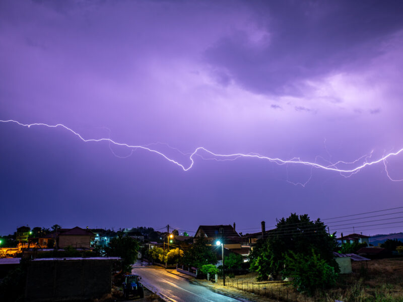 Lightning storm over Alonia village, Greece