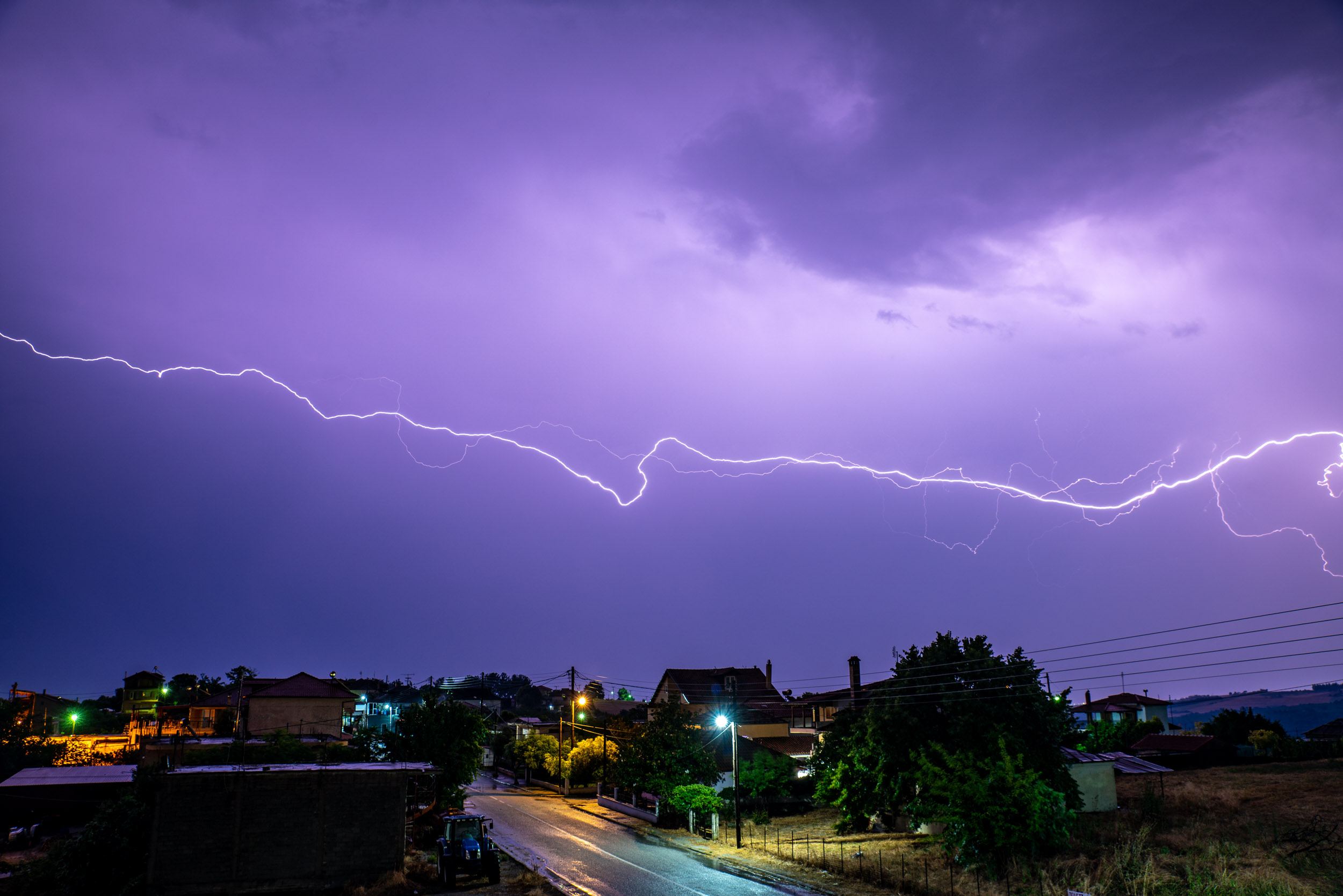 Lightning storm over Alonia village, Greece